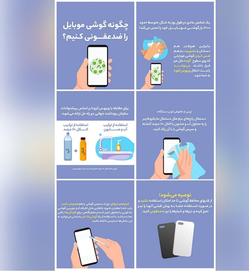 چطور گوشی موبایل رو ضدعفونی کنیم؟ چطور گوشی موبایل رو ضدعفونی کنیم؟
