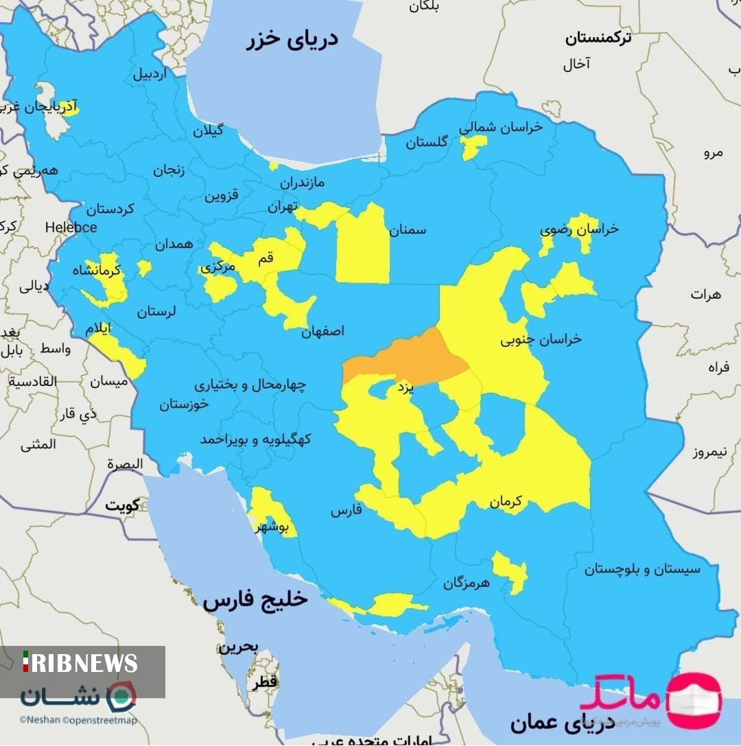 رنگ زرد به نقشه کرونایی فارس بازگشت