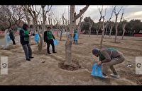 پاکسازی زباله از بوستان مروارید در شهرستان قدس